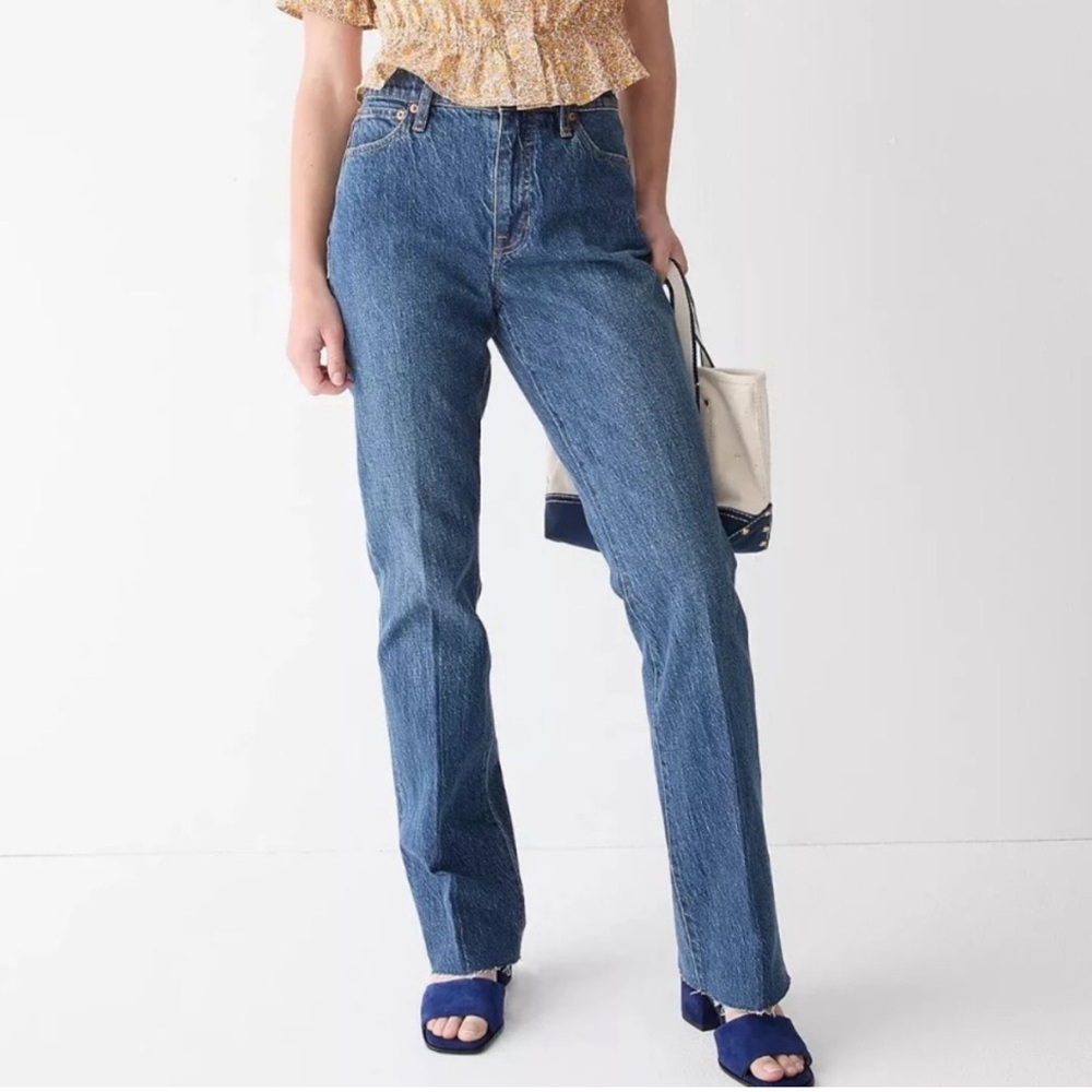 J.Crew Full Length Demi Boot Raw Hem Jeans Kamari Wash Size 25 Tall NWT